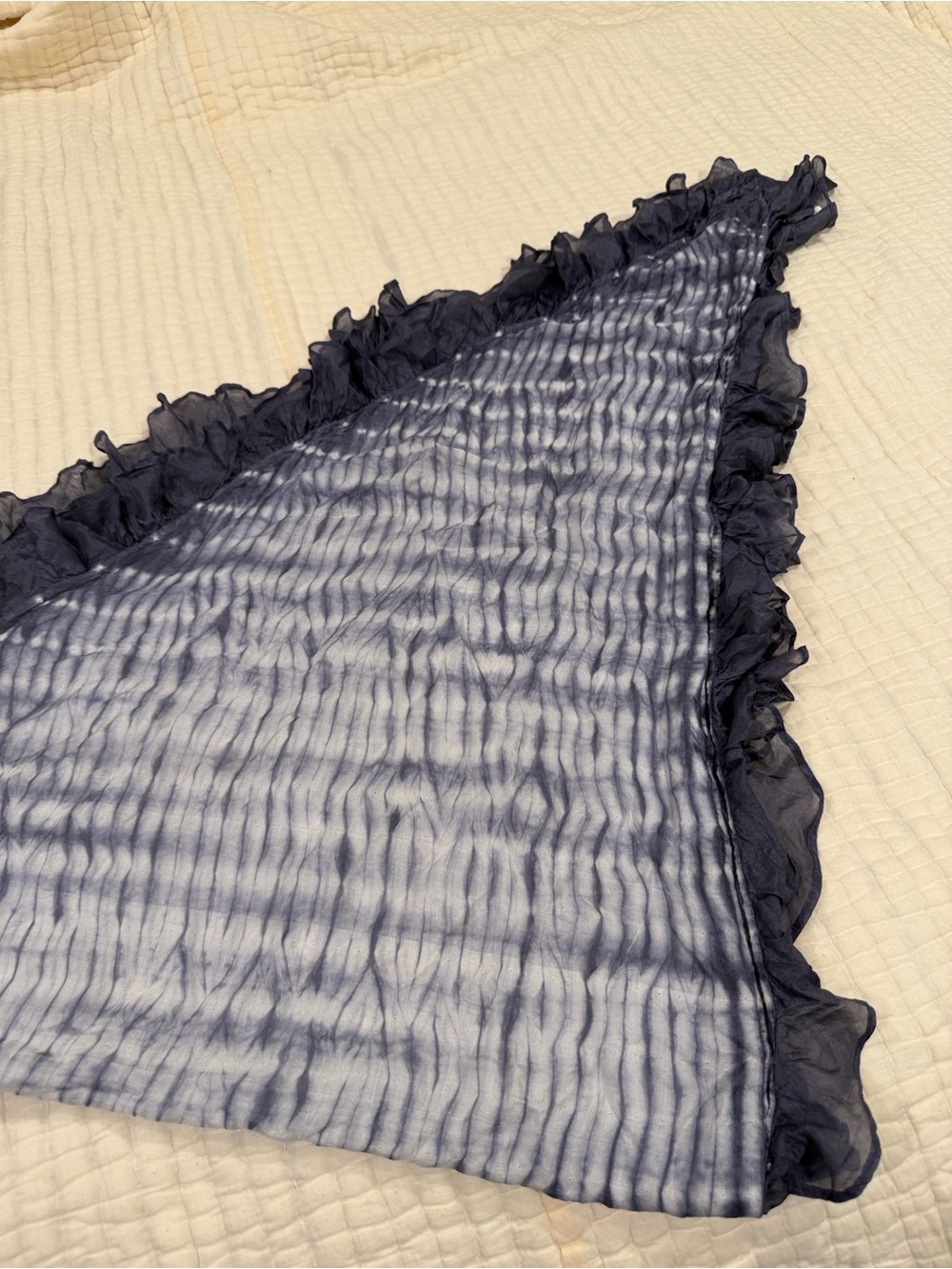 Gray -Silk Shawl -Hand Woven Tie Dye Cambodia